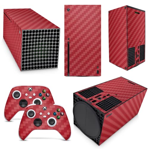 GNG Red Carbon Skins Kompatibel mit Xbox Series X Konsole Aufkleber Vinal Sticker + 2 Controller Set von giZmoZ n gadgetZ