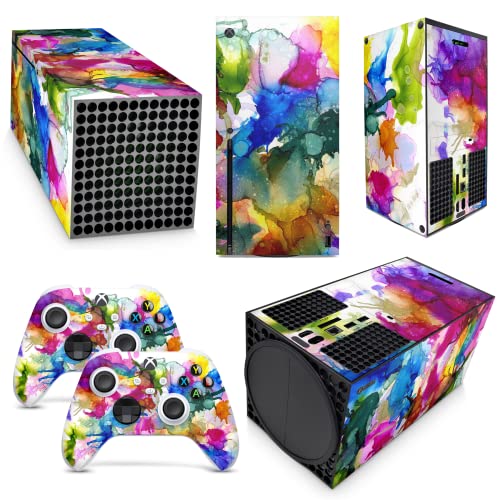 GNG XBOX Series X Konsolen-Gehäuseaufkleber, Motiv: COLOUR EXPLOSION inklusive 2er-Set mit Aufklebern für Controller von giZmoZ n gadgetZ