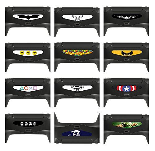 giZmoZ n gadgetZ GNG 12 x Skin-/ Decal-Aufkleber, Batman, Captain America, PS4, Moustache für LED-Lichtleiste des Controllers DualShock 4 für Playstation 4 PS4 von giZmoZ n gadgetZ