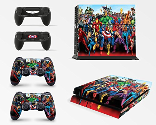 giZmoZ n gadgetZ GNG PS4 Konsolen-Gehäuseaufkleber, Motiv: Marvel, inklusive 2er-Set mit Aufklebern für Controller von giZmoZ n gadgetZ