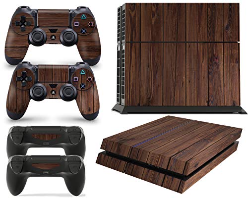 giZmoZ n gadgetZ GNG PS4 Konsolen-Gehäuseaufkleber, Motiv: Wood, inklusive 2er-Set mit Aufklebern für Controller von giZmoZ n gadgetZ