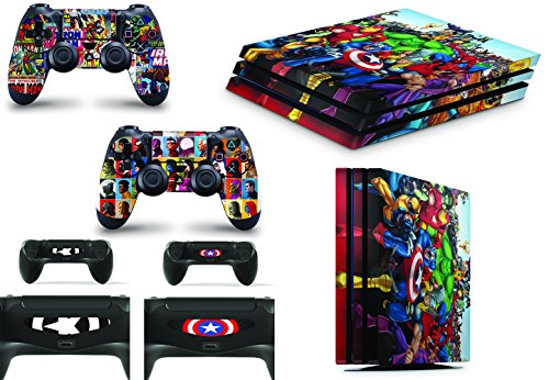 giZmoZ n gadgetZ GNG PS4 PRO Konsolen-Gehäuseaufkleber, Motiv: Marvel, inklusive 2er-Set mit Aufklebern für Controller von giZmoZ n gadgetZ