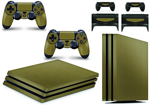 giZmoZ n gadgetZ GNG PS4 PRO Konsolen-Gehäuseaufkleber, Motiv: Metallic Gold, inklusive 2er-Set mit Aufklebern für Controller von giZmoZ n gadgetZ