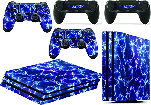 giZmoZ n gadgetZ GNG PS4 Pro Konsolen-Gehäuseaufkleber, Motiv: Electric Storm, inklusive 2er-Set mit Aufklebern für Controller von giZmoZ n gadgetZ