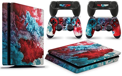 giZmoZ n gadgetZ GNG PS4 Slim Konsolen-Gehäuseaufkleber, Motiv: Colour Explosion, inklusive 2er-Set mit Aufklebern für Controller von giZmoZ n gadgetZ