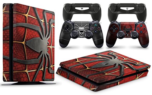 giZmoZ n gadgetZ GNG PS4 Slim Konsolen-Gehäuseaufkleber, Motiv: Spiderman, inklusive 2er-Set mit Aufklebern für Controller von giZmoZ n gadgetZ