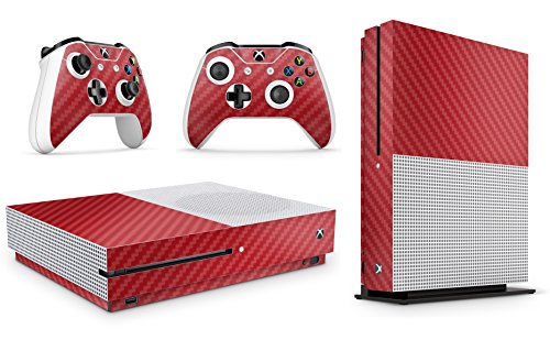 giZmoZ n gadgetZ GNG Xbox One S Konsolen-Gehäuseaufkleber, Motiv: Carbon Rot inklusive 2er-Set mit Aufklebern für Controller von giZmoZ n gadgetZ