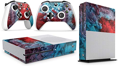 giZmoZ n gadgetZ GNG Xbox One S Konsolen-Gehäuseaufkleber, Motiv: Colour Explosion inklusive 2er-Set mit Aufklebern für Controller von giZmoZ n gadgetZ