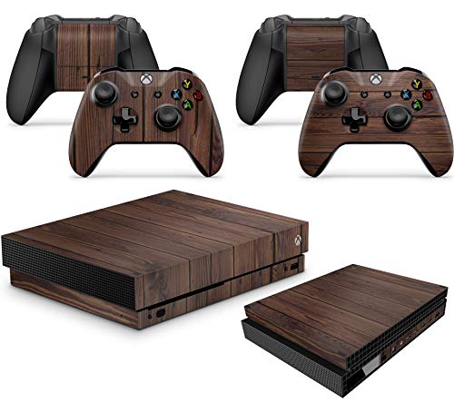 giZmoZ n gadgetZ GNG Xbox One X Konsolen-Gehäuseaufkleber, Motiv: Wood inklusive 2er-Set mit Aufklebern für Controller von giZmoZ n gadgetZ