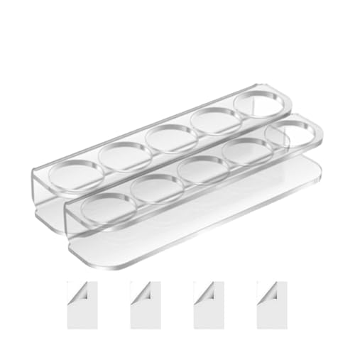 Fläschchenhalter, Kühlschrankwand, Fläschchenhalter für Kühlschrank, 2 Stück, Fläschchen-Wandregale, 5 Fächer, Acryl-Kühlschrank-Flaschenregal 4 doppelseitigen Klebstoffen für 2,5 cm Fläschchenhalter, Kühlschrankwand, Fläschchenhalter für Kühlschrank, 2 Stück, Fläschchen-Wandregale, 5 Fächer, Acryl-Kühlschrank-Flaschenregal 4 doppelseitigen Klebstoffen für 2,5 cm von gifyym