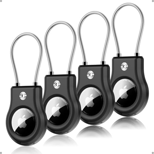 AirTag Schlüsselanhänger-Halter mit Drahtkabel – Airtag-Hülle mit sicherem Schloss, kompatibel mit Apple AirTag, 4 Stück, langlebig, Anti-Verlust-Schutz, Air-Tag-Schlüsselanhänger, Zubehör für AirTag Schlüsselanhänger-Halter mit Drahtkabel – Airtag-Hülle mit sicherem Schloss, kompatibel mit Apple AirTag, 4 Stück, langlebig, Anti-Verlust-Schutz, Air-Tag-Schlüsselanhänger, Zubehör für von gliship