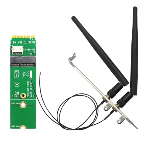 GLOTRENDS M.2 M Key to E Key WiFi Adapter für M.2 WiFi Modul, 3.5 dBi SMA Antenne im Lieferumfang enthalten von glotrends