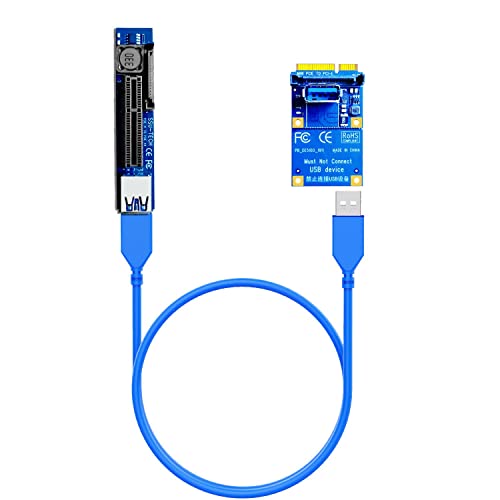 GLOTRENDS Mini PCIe Verlängerungskabel (23,6 Zoll/60cm), Mini PCI-E zu PCI-E X4 Riser Kabel für PCIe WiFi Karte, M.2 PCIe Karte, Firewire Karte, USB PCIe Karte, Soundkarte, etc (UEX105) von glotrends