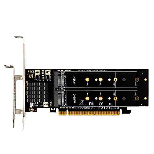 GLOTRENDS PA41 4 Ports M.2 NVMe zu PCIe 4.0 X16 Adapter ohne PCIe Bifurcation Funktion, unterstützt 22110/2280/2260/2242/2230 Größe von glotrends
