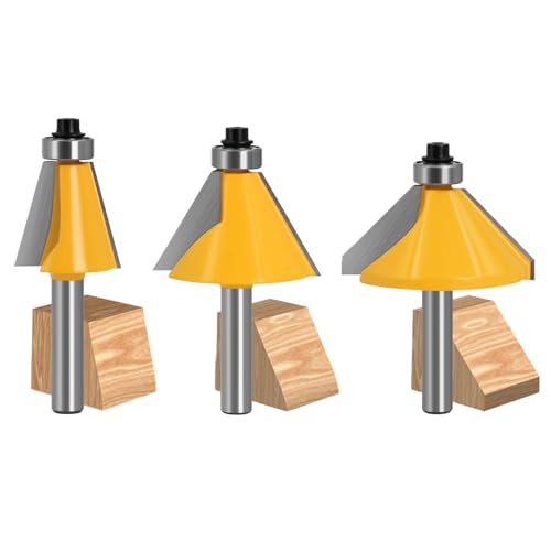 GLRYD 3 Stück Fasenfräser 8mm Schaft - 15°+30°+45° Grad Hartmetall Fase/Bevel Einfassung Router Bit, Fräser für Oberfräse Holzbearbeitung, Präzise Gehrungen GLRYD 3 Stück Fasenfräser 8mm Schaft - 15°+30°+45° Grad Hartmetall Fase/Bevel Einfassung Router Bit, Fräser für Oberfräse Holzbearbeitung, Präzise Gehrungen von glryd
