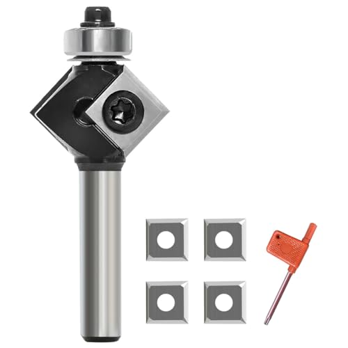 GLRYD 45 Grad FräSer Fasefräser 8mm Schaft, mit 4 Stück Wendeplatten, Bevel Einfassung Austauschbare-Klinge Oberfräse Fräser, für Schneiden einer 45-Grad-Fase an der Holzkante GLRYD 45 Grad FräSer Fasefräser 8mm Schaft, mit 4 Stück Wendeplatten, Bevel Einfassung Austauschbare-Klinge Oberfräse Fräser, für Schneiden einer 45-Grad-Fase an der Holzkante von glryd