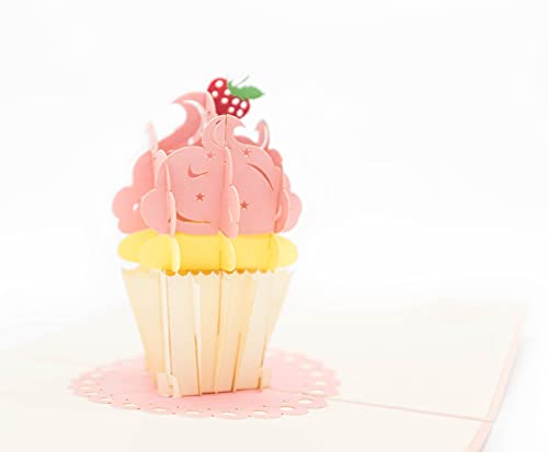 glücksgreissler Pop up Geburtstagskarte 3D Geschenkkarte Postkarte Faltkarte Gutschein Cupcake für gute Freunde von glücksgreissler