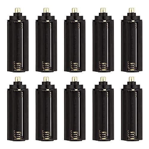 gofidin 10 Stück schwarze zylindrische Kunststoff-Batteriehalter für 3 x AAA-Batterie-Konverter-Box, Taschenlampen-Adapter-Gehäuse von gofidin