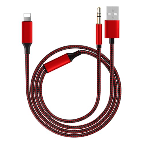 goingaux Aux Kabel für iPhone 2 in 1 Aux Kabel Auto 3,5mm Klinke Adapter Kompatibel mit iPhone 14/14 Pro/14Pro Max/13/13 Pro/12/11/XR/X/8/7für Auto-Stereoanlagen (120cm) von goingaux