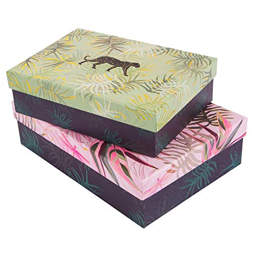 goldbuch 85541 Geschenkkartonagen Set 2-teilig Turnowsky Design Jungle Vibes Panther, Set mit 2 Geschenkboxen in verschiedenen Größen, 2 Geschenkkartons mit Kunstdruck, Goldprägung und Relief von goldbuch