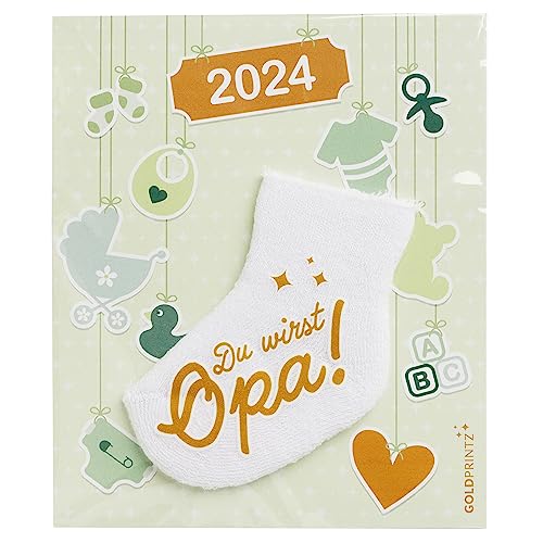 goldprintz I Du wirst Opa I 2025 Geburt I Schwangerschaft verkünden mit einzigartiger Babysocken-Postkarte I goldig bedruckte Erstlingssocke I kreatives Geschenk I wir bekommen ein Baby von goldprintz