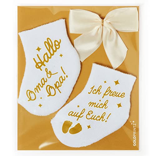 goldprintz Oma und Opa Schwangerschaft verkünden - bedruckte Babysocken mit Postkarte zum Verschenken und Verschicken - ihr werdet Oma und Opa Überraschung - Handarbeit aus Deutschland goldprintz Oma und Opa Schwangerschaft verkünden - bedruckte Babysocken mit Postkarte zum Verschenken und Verschicken - ihr werdet Oma und Opa Überraschung - Handarbeit aus Deutschland von goldprintz