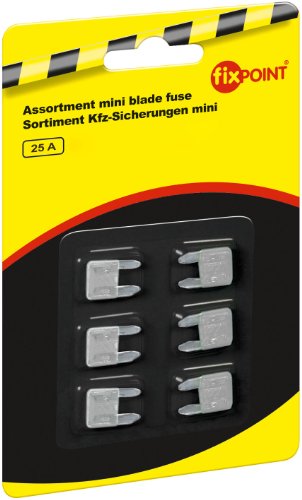 Fixpoint 20392 Kfz-Sicherungssortiment Mini, 25 A, Transparent (6-er pack) von goobay