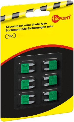 Fixpoint 20393 Kfz-Sicherungssortiment Mini, 30 A, Grün (6-er pack) von goobay