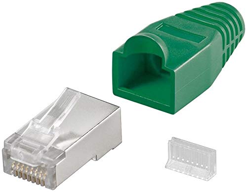 GOOBAY 5 Stück RJ45 Stecker CAT5e STP geschirmt mit Knickschutz grün GOOBAY 5 Stück RJ45 Stecker CAT5e STP geschirmt mit Knickschutz grün von goobay