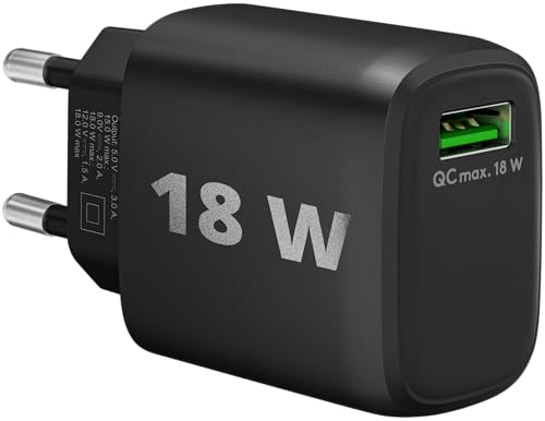 goobay Kompaktes USB A Ladegerät Netzteil 18W Quick Charge Schnellladegerät/iPhone 16 USB Stecker/USB-A Mini Steckdose Adapter/klein/Schwarz / 61671 von goobay