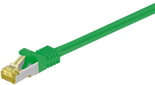 GOOBAY RJ45 Patchkabel CAT 6A S/FTP (PiMF), mit CAT 7 Rohkabel, Grün, 0.25 m - LSZH halogenfrei, Kupfer, RJ45 (CAT 6A) Steck von goobay