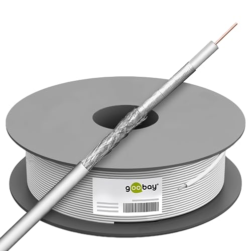 Goobay 27528 SAT Koaxialkabel Satellitenkabel 100 dB / Antennenkabel 100m / 2fach geschirmt / Kabelfernsehen HDTV - DVB-T - DVB-S Fernsehkabel / Class A CCS Koax SAT Kabel / Weiß / 100m von goobay