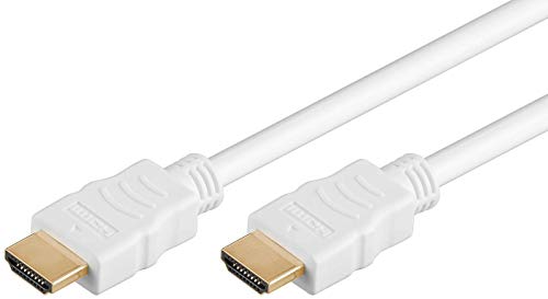 Goobay 31896 HDMI High Speed Kabel mit Ethernet, 4K, Ultra-HD, Full-HD, 3D, HDMI-Stecker > HDMI-Stecker, abwärtskompatibel, vergoldete Stecker, weiß, 10 Meter von goobay