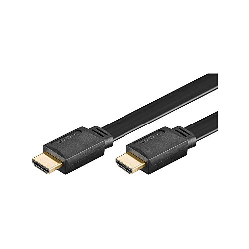 Goobay 31926 High Speed HDMI Flachkabel mit Ethernet, Vergoldet - HDMI-Stecker (Typ A) > HDMI-Stecker (Typ A), Schwarz, 1,5 Meter von goobay
