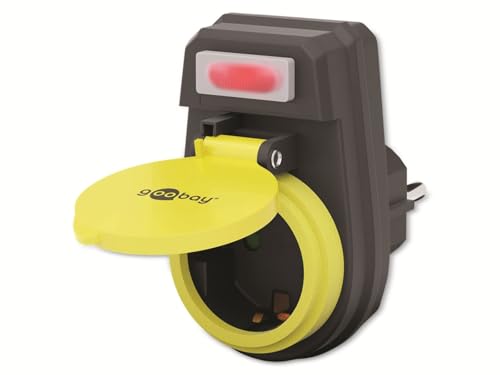 Goobay 41266 Schutzkontaktsteckdose, IP 44 spritzwassergeschützt, 1-Fach Schutzkontakt-Steckdosenadapter mit Schutzkappe und beleuchteten Schalter für den Außenbereich geeignet Goobay 41266 Schutzkontaktsteckdose, IP 44 spritzwassergeschützt, 1-Fach Schutzkontakt-Steckdosenadapter mit Schutzkappe und beleuchteten Schalter für den Außenbereich geeignet von goobay
