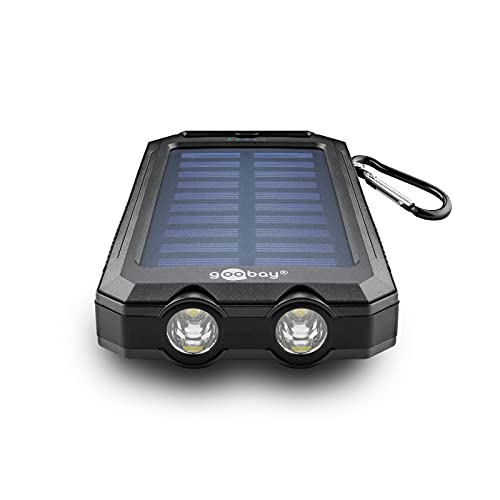 Goobay 49216 Outdoor Powerbank 8.0 (8.000 mAh), für Outdoor-Abenteuer Dank Robusten Design, Solarpanel und Taschenlampenfunktion von goobay
