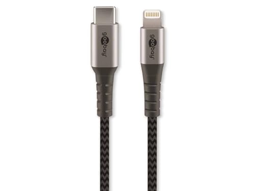 Goobay 49270 Lightning auf USB C Schnellladekabel / MFi Apple Ladekabel Lightning Kabel / 480 Mbits iPhone Kabel / Extrem robustes Textilkabel / Ladekabel iPhone Apple iPad / Grau / 0,5m von goobay