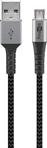 Goobay 49283 Micro USB Kabel – Extra Robustes Premium Textilkabel mit Metallsteckern - 2m von goobay