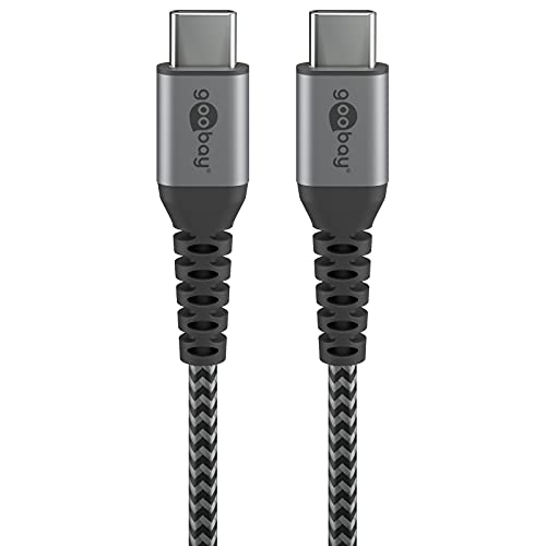 Goobay 49301 Schnellladekabel USB C 60W 20V / Extrem robustes Textilkabel / 480 Mbits Ladekabel USB C / Schnellladekabel Samsung USB C Kabel 0,5m / Stoffkabel Grau / 0,5m von goobay