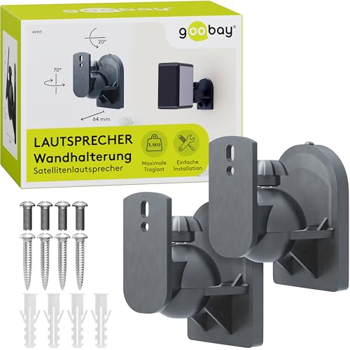 Goobay Wandlautsprecherhalterung – Universalhalterung für Lautsprecher (3,5 kg) – 20° Neigungs- & 70° Schwenkverstellung – sichere und einfache Installation – werkzeuglose Ausrichtung –Schwarz 49393 Goobay Wandlautsprecherhalterung – Universalhalterung für Lautsprecher (3,5 kg) – 20° Neigungs- & 70° Schwenkverstellung – sichere und einfache Installation – werkzeuglose Ausrichtung –Schwarz 49393 von goobay