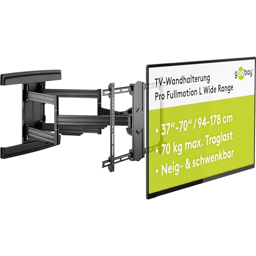 Goobay 49935 TV-Wandhalterung Pro FULLMOTION (L) Wide Range 37" bis 70" (94-178 cm), vollbeweglich, schwenkbar/neigbar, 70 Kg, Vesa Standard, Schwarz von goobay