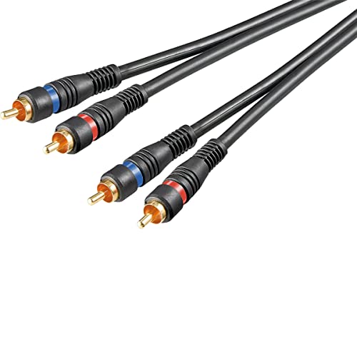 Goobay 50032 Stereo Cinchkabel 1,5m / 2x Cinch-Stecker auf 2x Cinchstecker / RCA Kabel Subwoofer Kabel für Blu Ray Verstärker HiFi Stereo / Cinch Kabel 1,5m / Schwarz von goobay