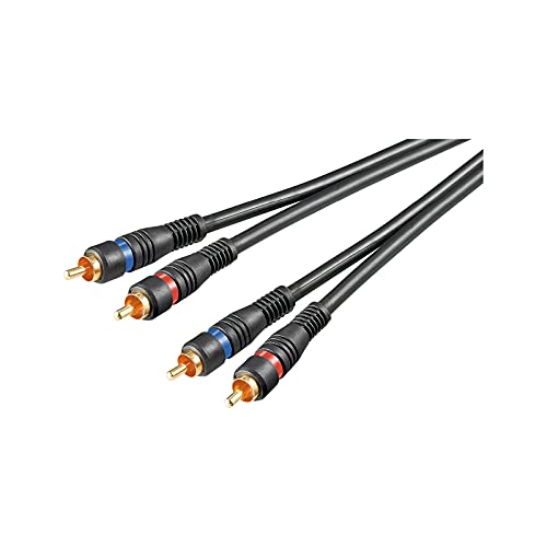 Goobay 50120 Stereo Cinchkabel 5m / 2x Cinch-Stecker auf 2x Cinchstecker / RCA Kabel Subwoofer Kabel für Blu Ray Verstärker HiFi Stereo / Cinch Kabel 5m / Schwarz von goobay