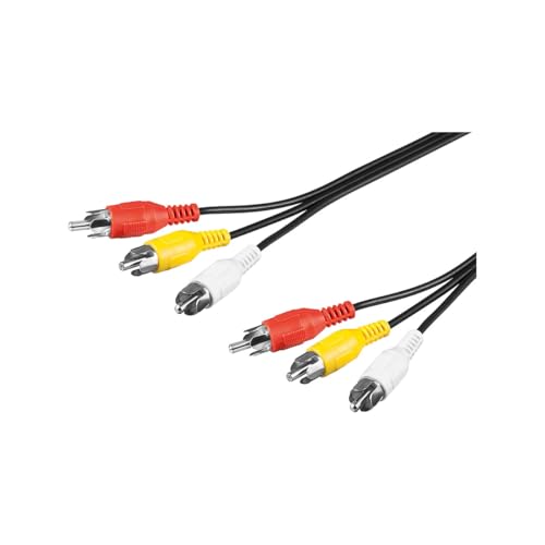 Goobay 50380 Composite Cinchkabel 1,5m / 3x Cinch-Stecker auf 3x Cinchstecker / RCA Kabel geschirmt / Subwoofer Kabel Blu Ray Verstärker HiFi / Cinch Kabel 1,5m / Schwarz von goobay