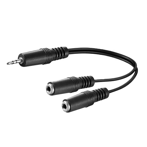 Goobay 50465 Audio Y Kabeladapter 3, 5 mm, 1x Stecker 2x Buchse mono - Klinke 3, 5 mm Stecker (3-Pin, stereo) > 2x Klinke 3, 5 mm Buchse (2-Pin, mono), Schwarz, , 0.20m Kabellänge von goobay