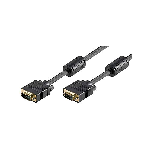 Goobay 50491 VGA auf VGA Kabel 10m / Monitorkabel / Full HD SVGA Bildschirmkabel / VGA Stecker 15 polig vergoldet / 2x Ferritkern Monitor Kabel / Schwarz / 10m von goobay