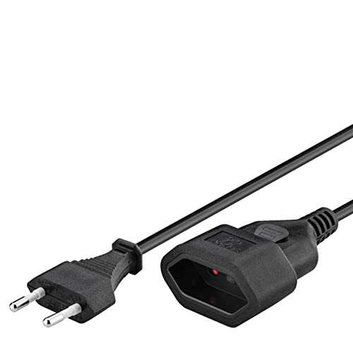 Goobay 50508 Stromkabel Verlängerung 2 polig Euro Netzkabel Eurostecker Typ C universelles Eurokabel Flachstecker Schwarz Verlängerungskabel 3m von goobay