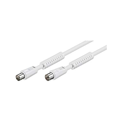 Goobay 50724 Antennenkabel 2,5m / Koax Stecker auf Koax Buchse / SAT Kabel 80 dB Koaxialkabel Satellitenkabel / 2fach geschirmt / TV Kabel mit Ferrit / Weiß / Fernsehkabel 2,5m von goobay