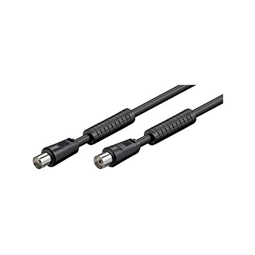 Goobay 50729 Antennenkabel 2,5m / Koax Stecker auf Koax Buchse / SAT Kabel 80 dB Koaxialkabel Satellitenkabel / 2fach geschirmt / TV Kabel mit Ferrit / Schwarz / Fernsehkabel 2,5m von goobay