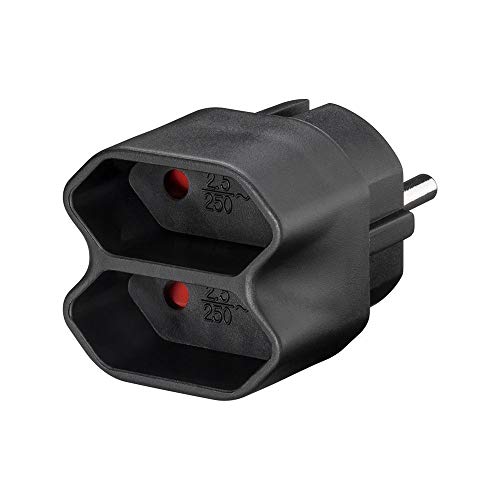 Goobay 51002 Steckdosenadapter auf 2-fach Euro-Buchse, Doppelstecker, Multistecker, Mehrfachstecker, schwarz von goobay